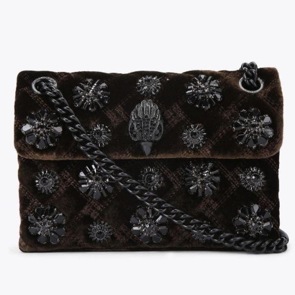 Kurt Geiger Handbags - Kurt Geiger NWT Brown Velvet Embelished Kensington W/Dustbag